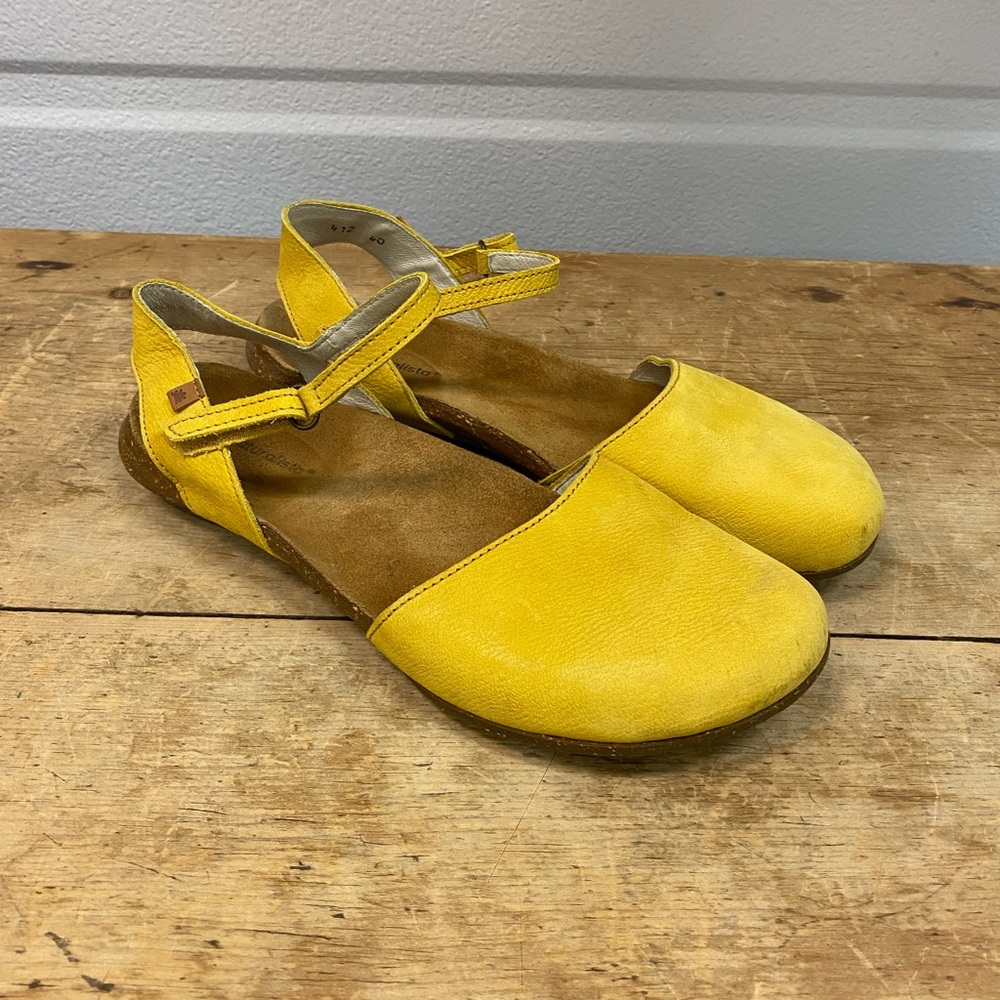 Women’s El Naturalista Mary Jane Leather Slip On Size 40 9 Yellow Gold Spain